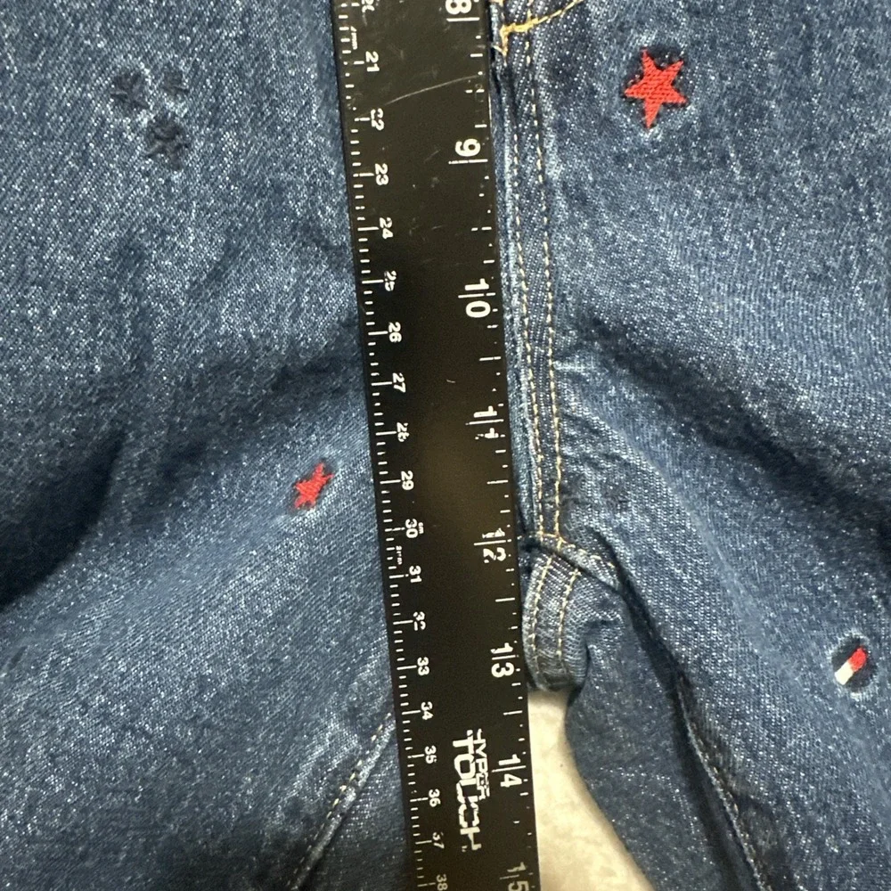 Tommy Hilfiger Women's Paperbag High Rise‎ Star & Flag Waist Jeans Blue Size 2